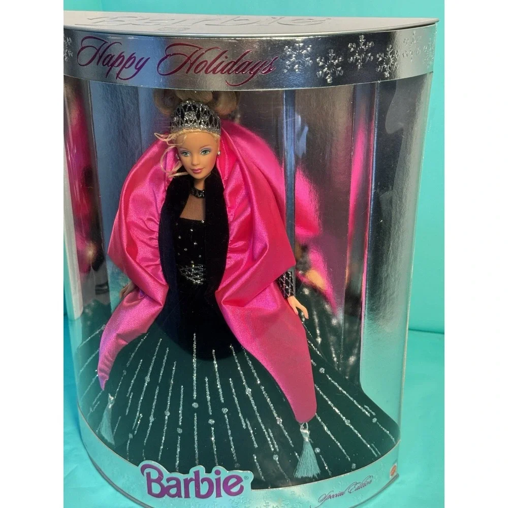 Brand New Vintage‎ 1998 Happy Holidays Barbie Collectible Pink Black Rare